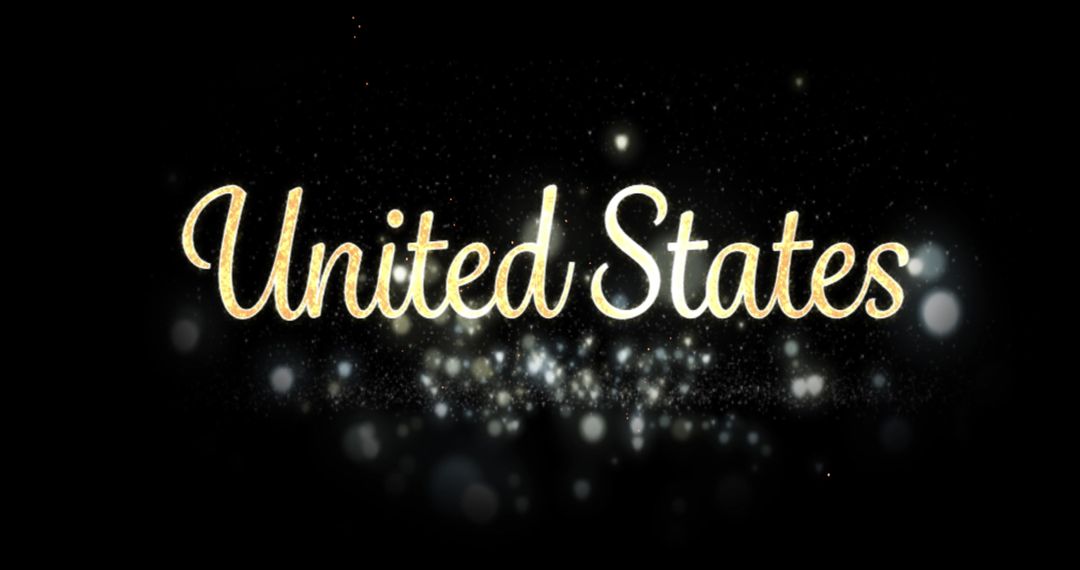 Gold 'United States' Text with Glowing Fireworks Background - Free Images, Stock Photos and Pictures on Pikwizard.com