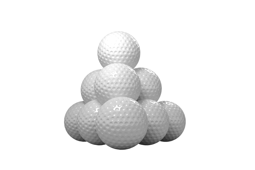 Stack of Golf Balls on Transparent Background
