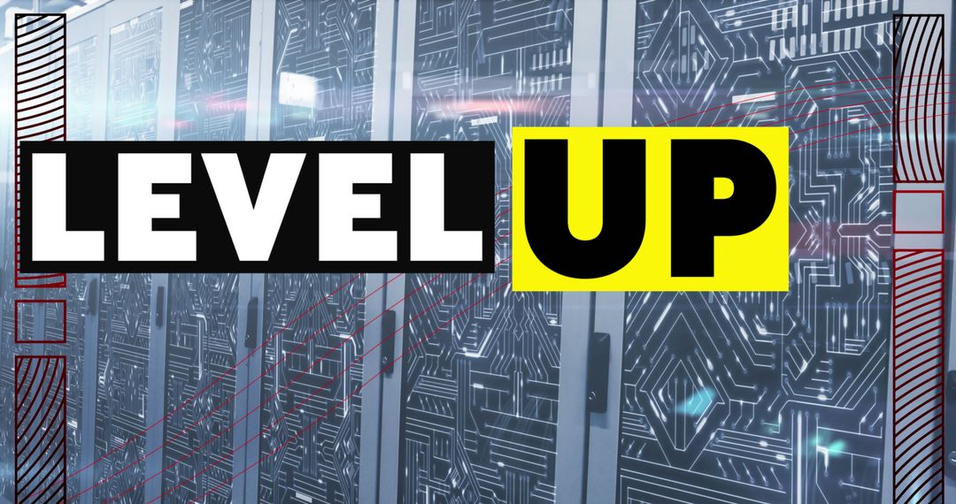 Digital Transformation Concept with Level Up Text Over Servers