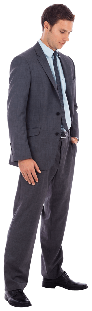 Transparent Businessman in Suit with Pensive Expression