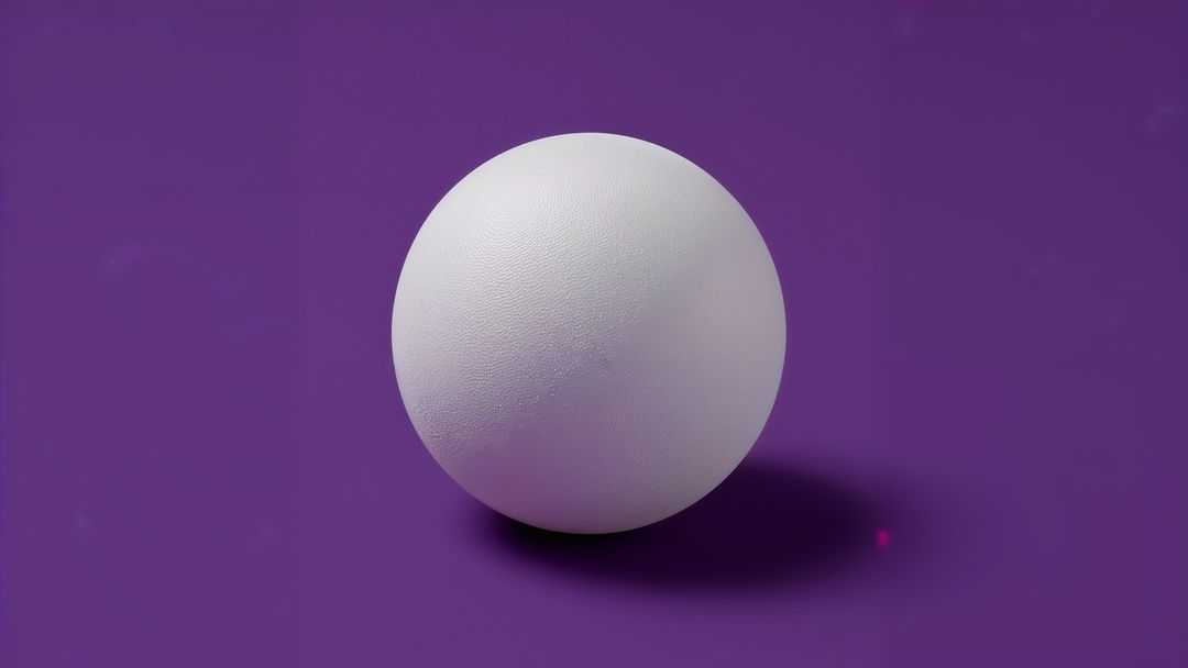 Textured White Sphere with Shadow on Vibrant Purple Background