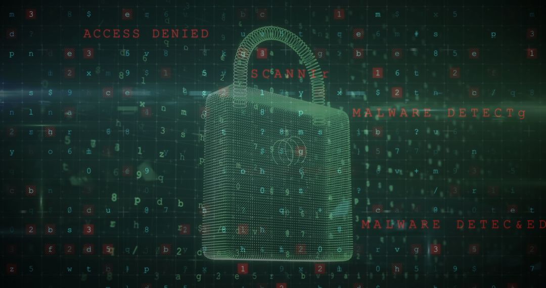 Digital Lock with Malware Alert in Cybersecurity Background