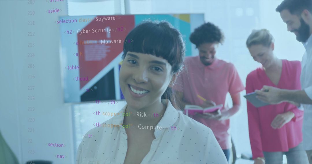 Diverse Team Collaborating Overlay In Code Environment