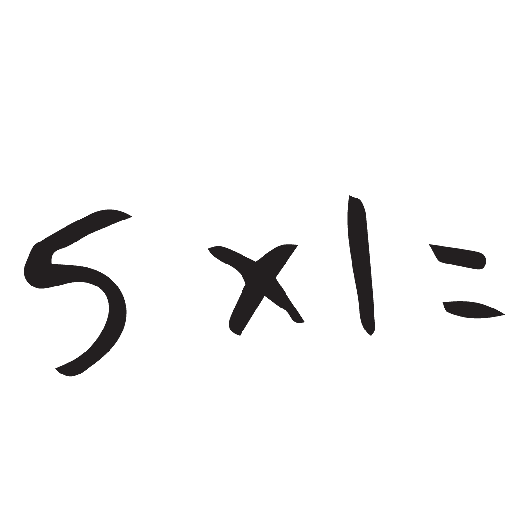Multiplication Math Equation Handwritten on Transparent Background
