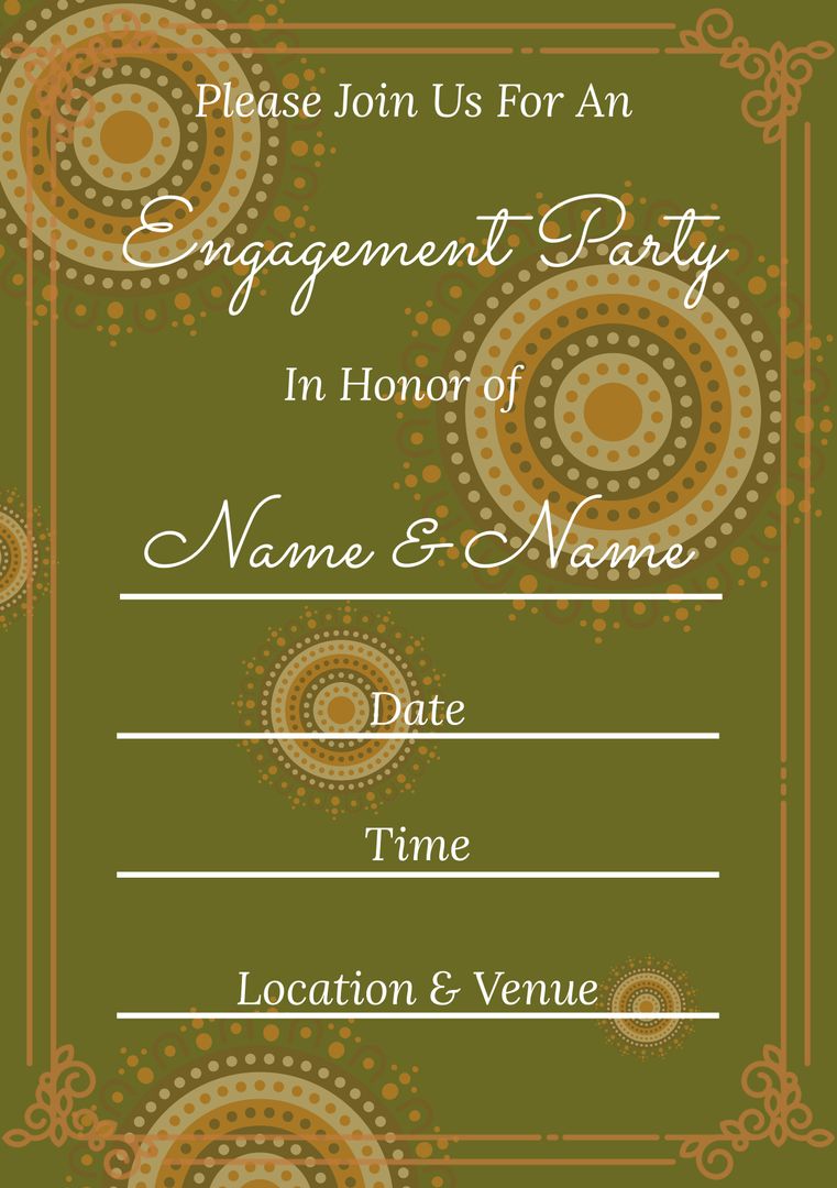 Elegant Indian Engagement Party Invitation on Green Background - Download Free Stock Templates Pikwizard.com