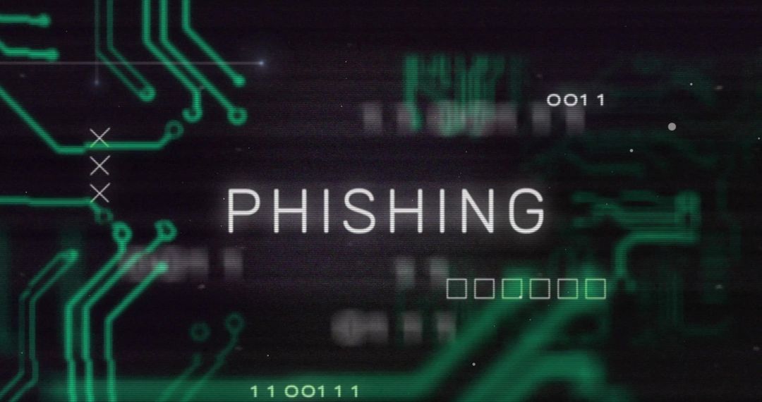 Phishing Concept Over Digital Circuit Board and Binary Code
