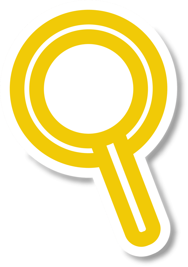 Yellow Magnifying Glass Vector on Transparent Background