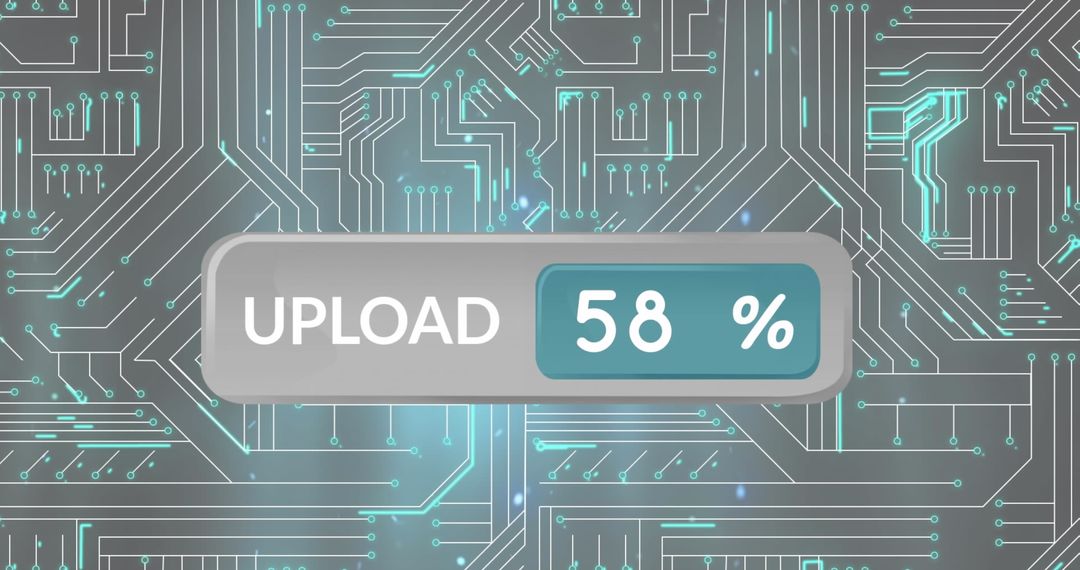 Digital Upload Progress Bar Over Circuit Background Illustrating Technology