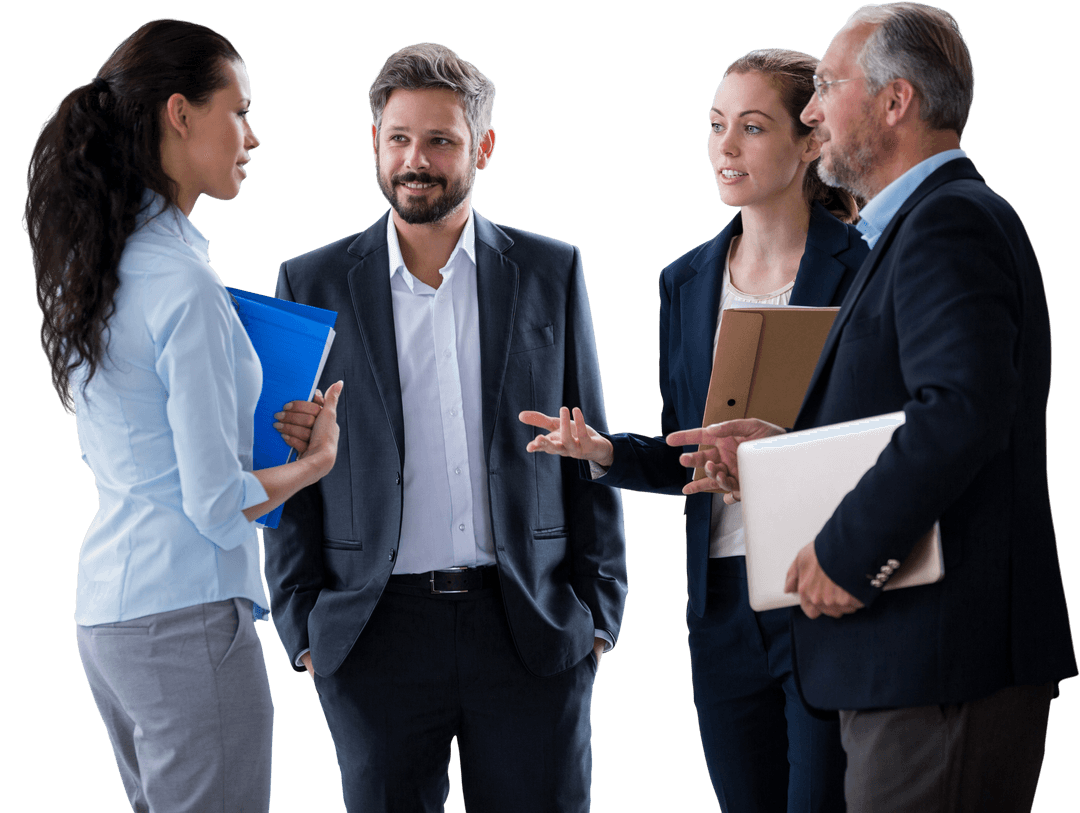 Transparent Professional Team Discussing Business Strategy