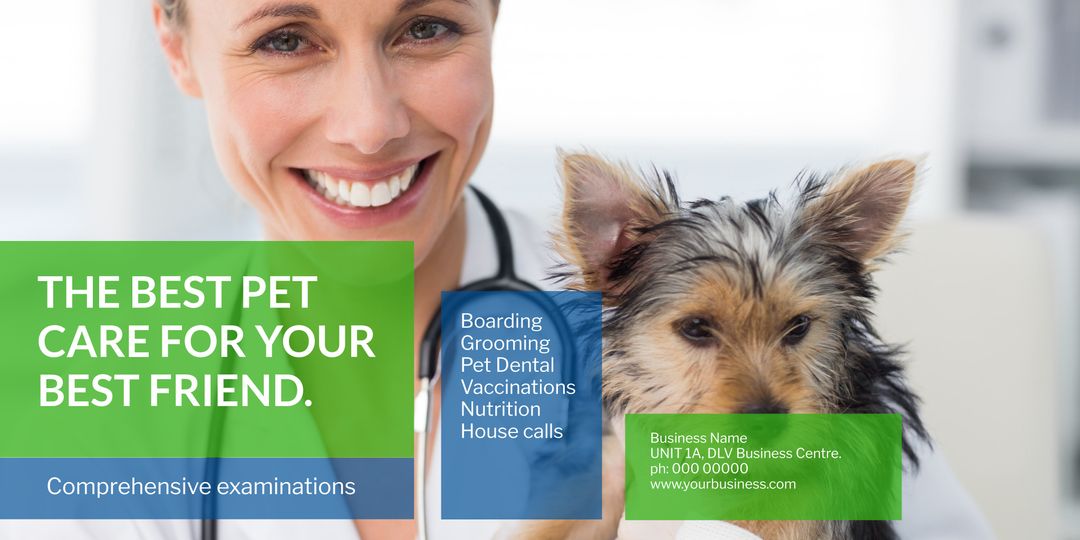 Veterinarian holding adorable dog promoting trust and care