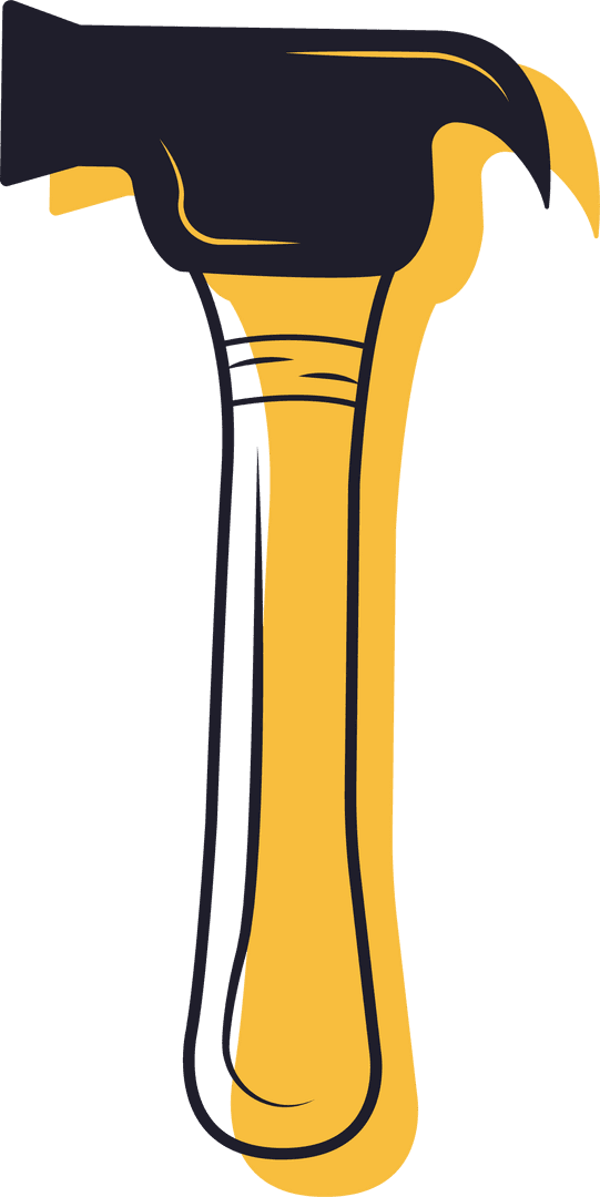 Claw Hammer Illustration with Yellow Handle on Transparent Background