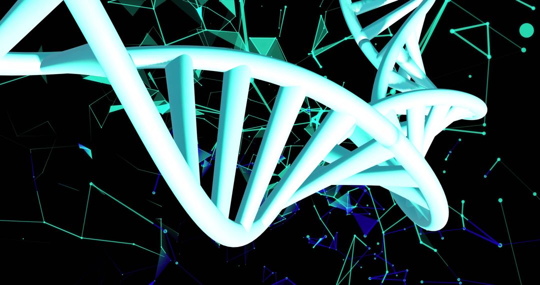 Glowing DNA Strands with Abstract Digital Design