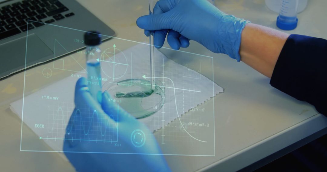 Scientist Analyzing Data with Futuristic Holographic Display