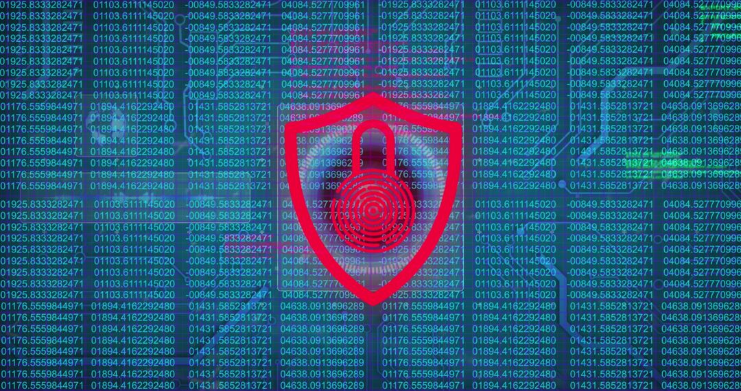 Cyber Security Concept with Digital Lock pad on Data Screen