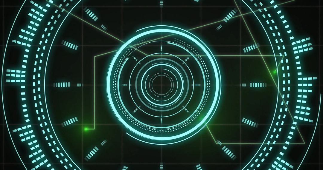 Digital data processing interface with futuristic scope display
