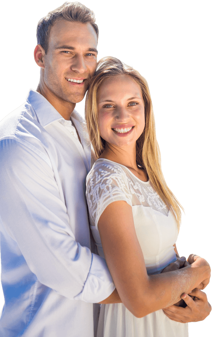 Happy Couple Embracing Smiling Together Transparent Background