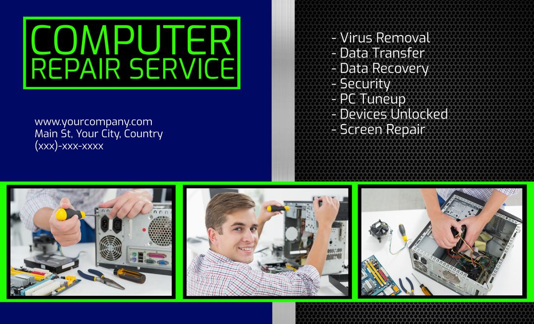 Reliable Computer Repair Service with Virus Removal and Data Recovery - Download Free Stock Templates Pikwizard.com