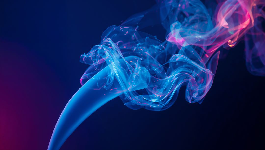 Abstract Neon Smoke with Vibrant Particles and Light Effects