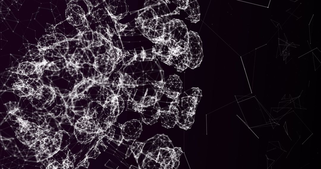 Complex Digital Network Connections on Dark Background