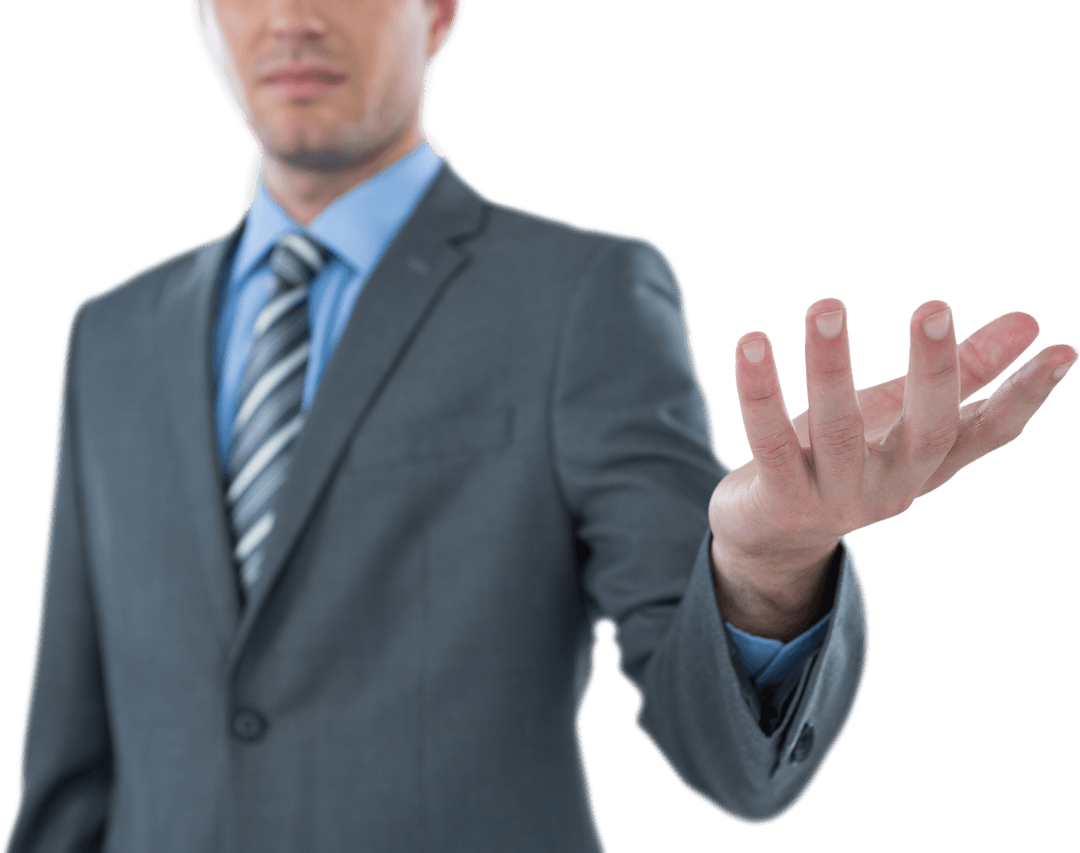Transparent Businessman Offering Hand for Collaboration