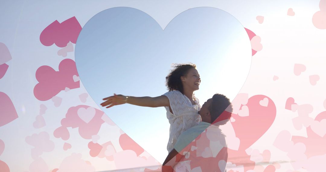 Romantic Couple at Beach Embracing Love on Summer Day