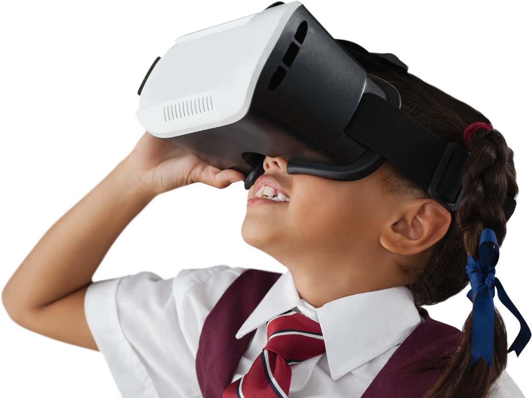 Transparent JPEG of Young Schoolgirl Using Virtual Reality Goggles - Download Free Stock Images Pikwizard.com