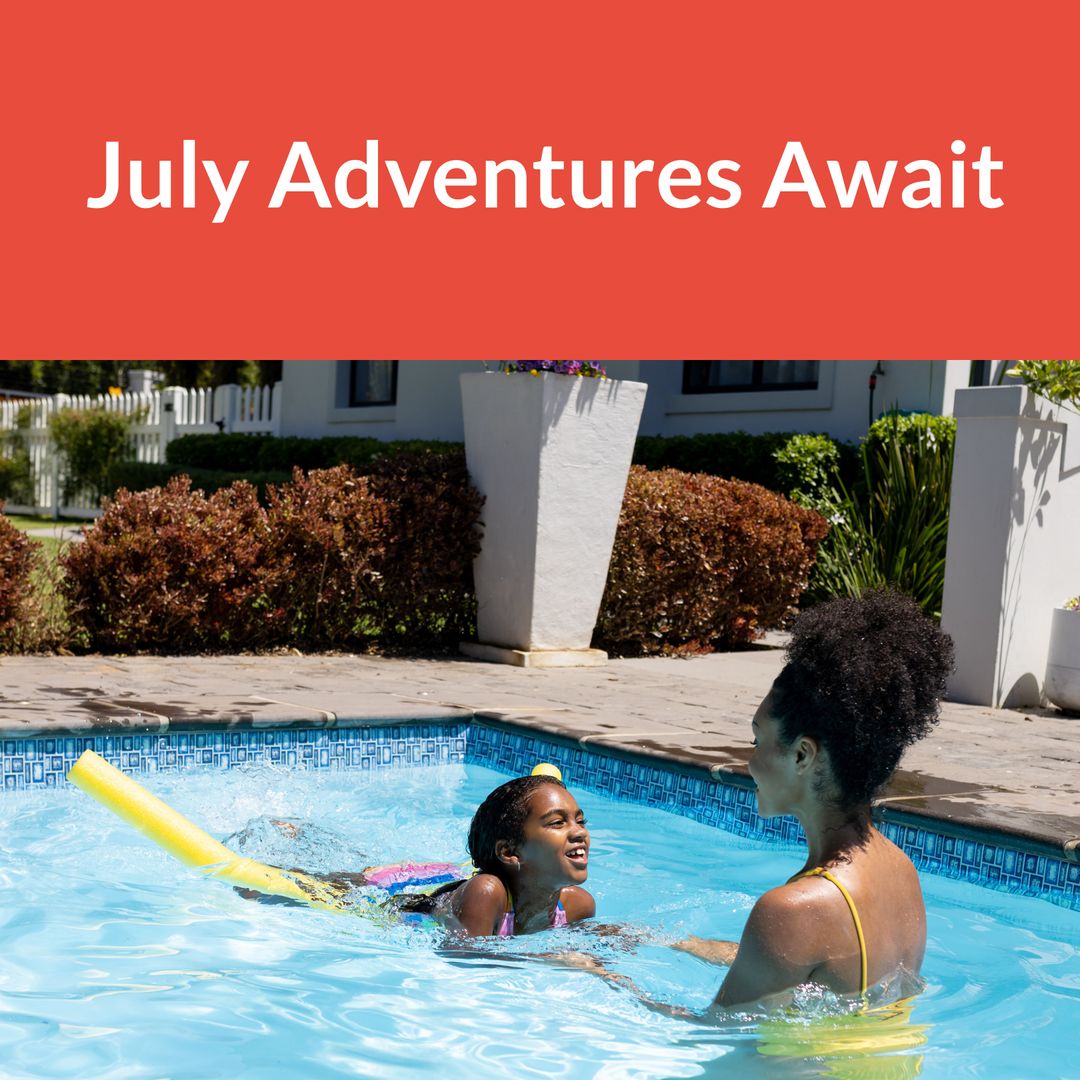 Mother and Daughter Enjoying Pool Summer Fun