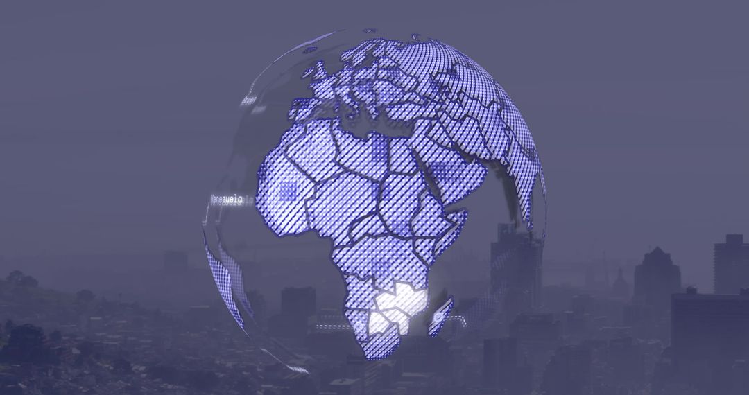 Futuristic Digital Globe Over Cityscape