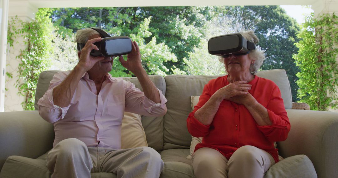 Senior Couple Exploring Virtual Reality Technology at Home - Free Images, Stock Photos and Pictures on Pikwizard.com