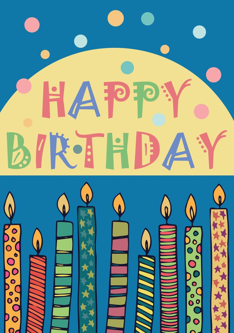 Colorful Birthday Card with Lit Candles and Cheerful Text - Download Free Stock Templates Pikwizard.com