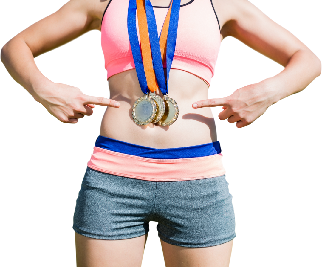 Athletic Woman Displaying Medals on Transparent Background - Download Free Stock Images Pikwizard.com