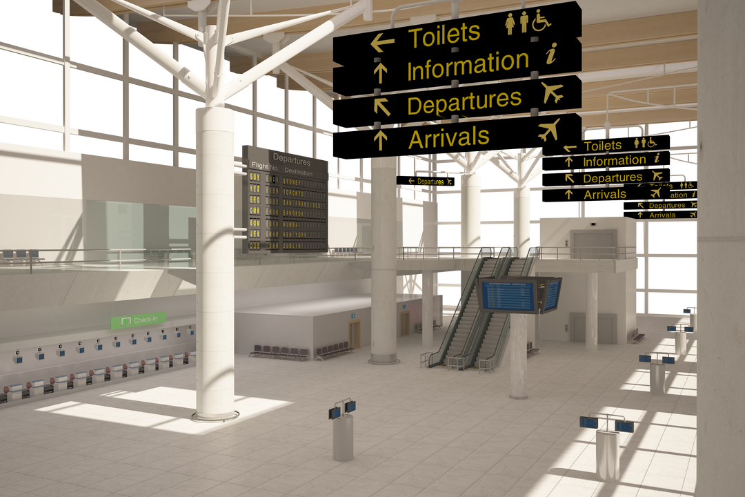 Transparent Digital 3D Drawing of Modern Airport Terminal Interior - Download Free Stock Images Pikwizard.com