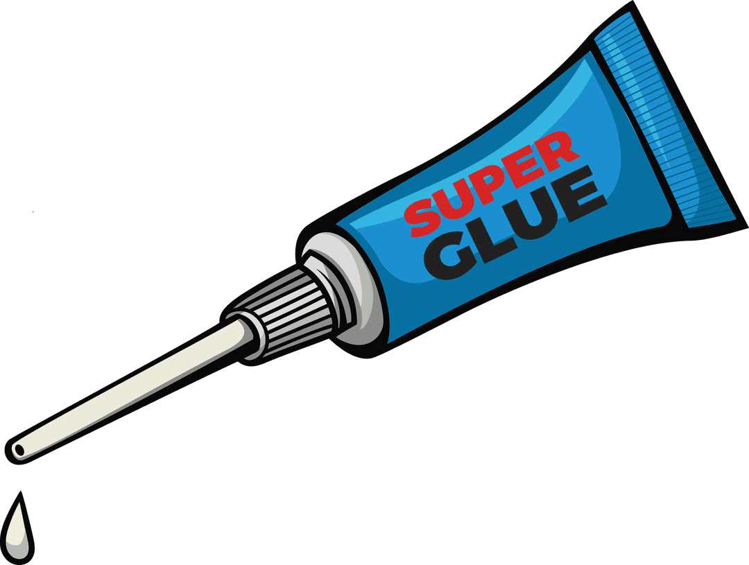 Digital Illustration of Super Glue Tube on Transparent Background