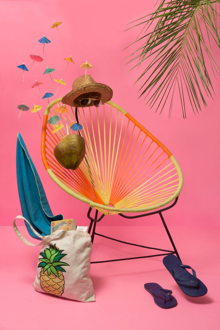 Tropical Vacation Concept with Beach Chair and Accessories - Free Images, Stock Photos and Pictures on Pikwizard.com