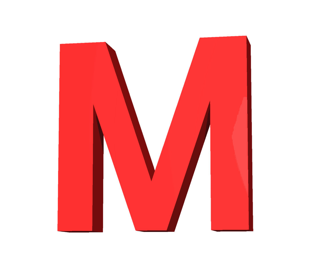 Red Letter M on Transparent Background Illustrating Bold Design