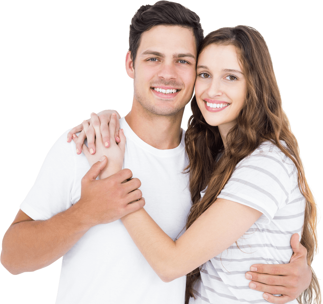 Joyful Couple Embracing Showing Connection Transparent Background