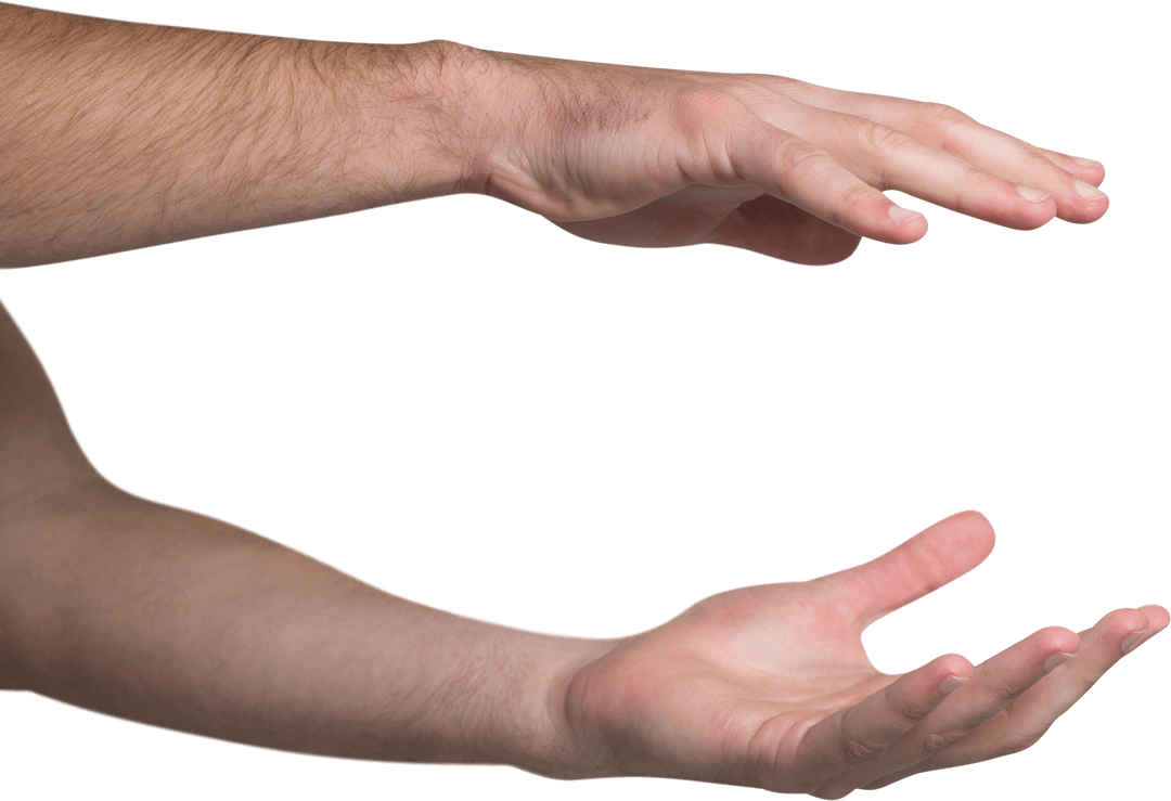 Transparent background of left open hands gesturing upward
