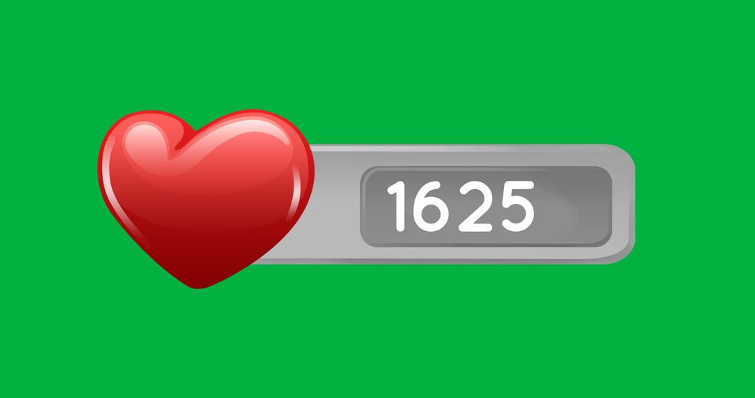 Heart Like Counter on Green Background