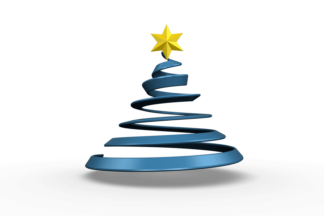 Stylized Christmas Tree with Star on Transparent Background