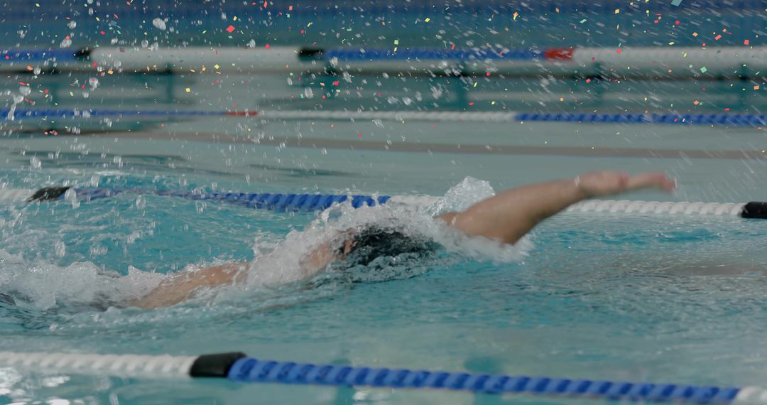 Competitive Swimmer Mastering Front Crawl Stroke in Pool Lane