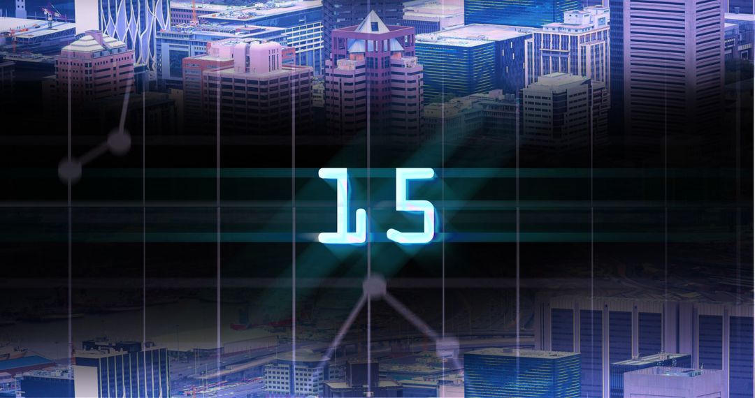 Glowing Digital Countdown with Futuristic Cityscape - Free Images, Stock Photos and Pictures on Pikwizard.com