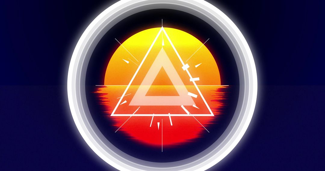 Abstract Sunset with Geometric Triangle Over Reflection