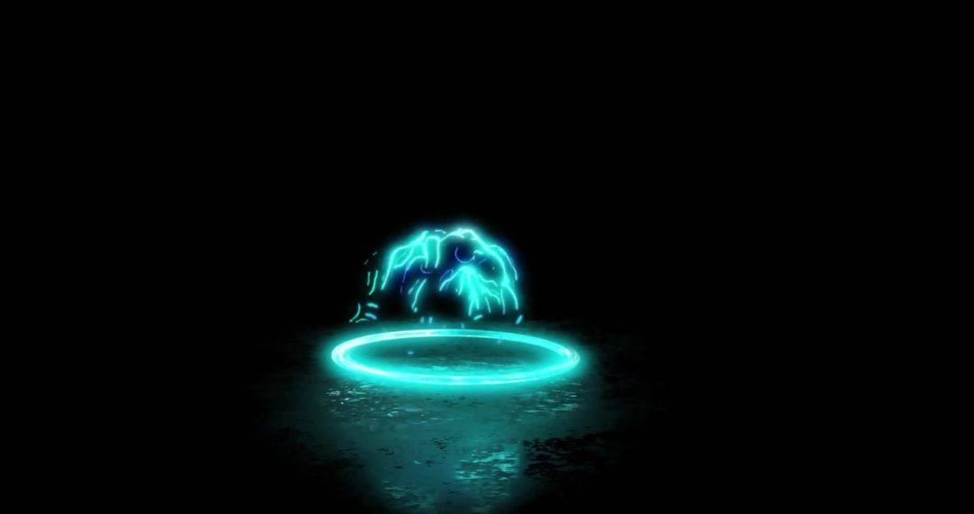 Glowing Neon Portal on Dark Surface