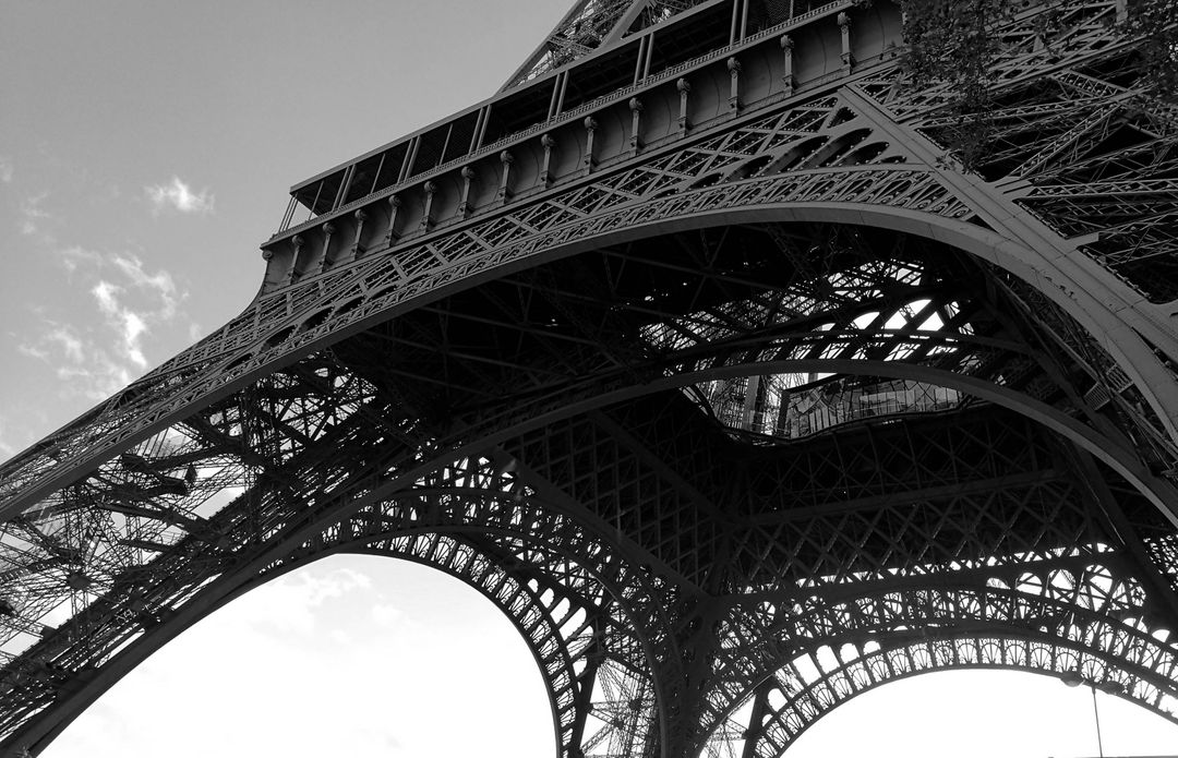 Close-Up of Eiffel Tower Iron Structure in Black and White - Free Images, Stock Photos and Pictures on Pikwizard.com