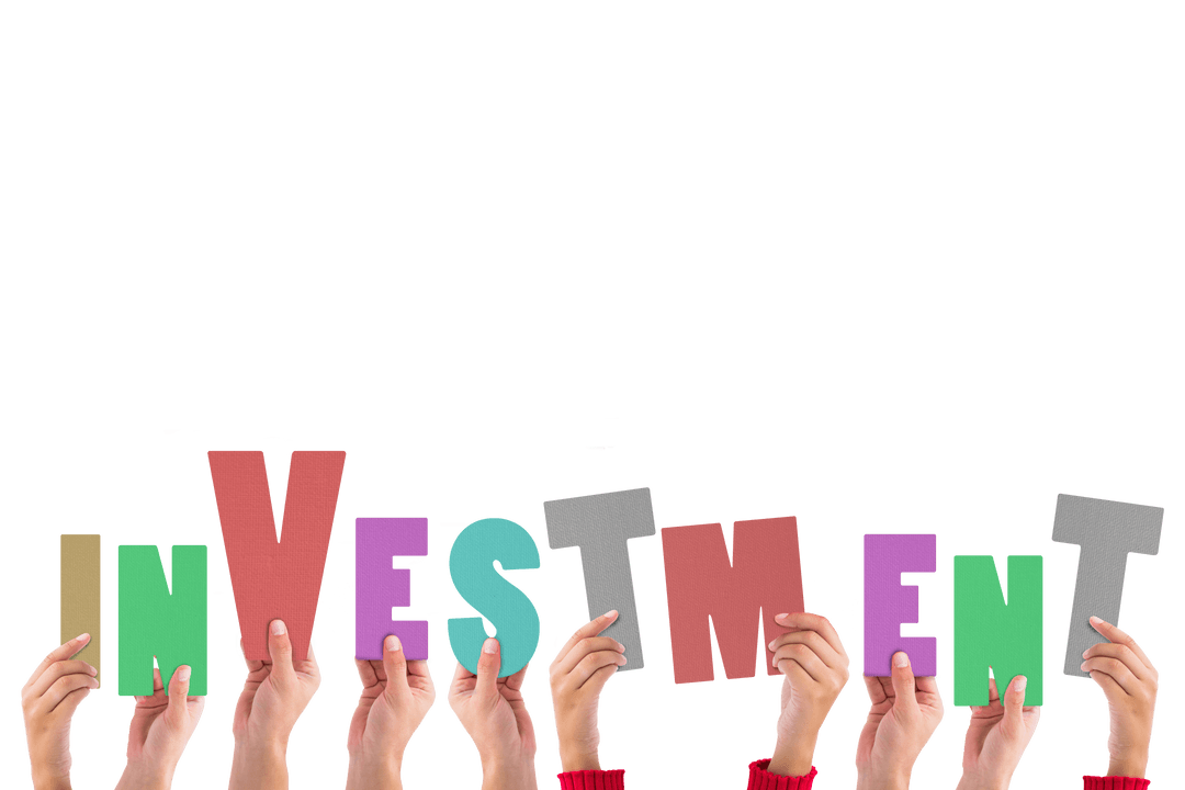 Transparent Illustrative Hands Holding Investment Text