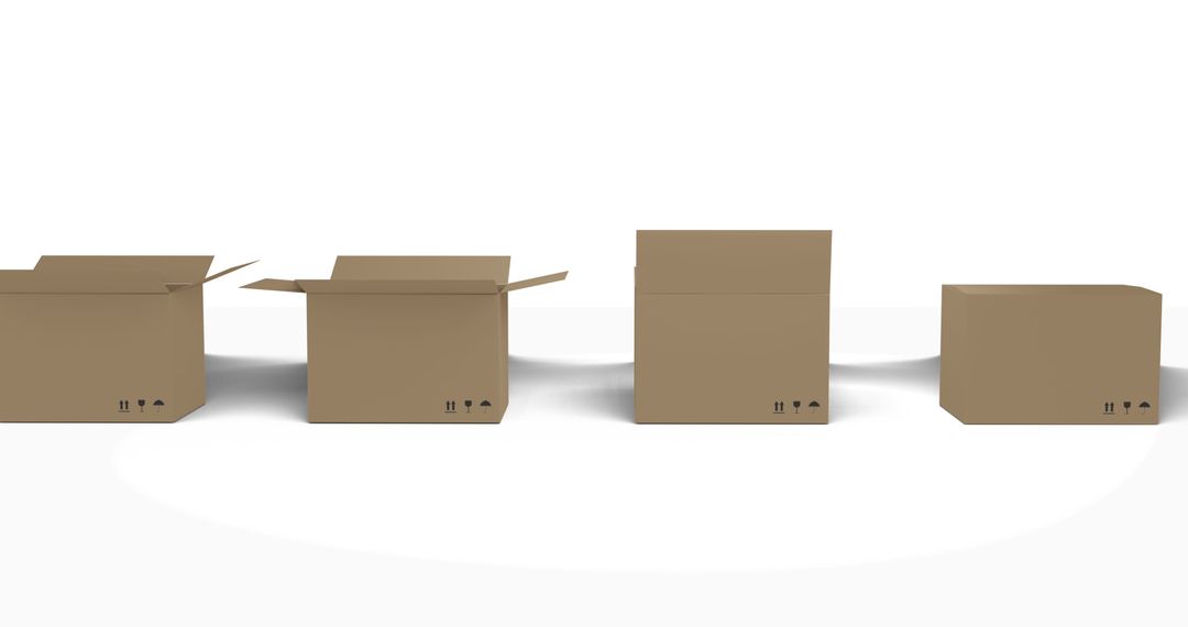 Cardboard Boxes with Labels on White Background