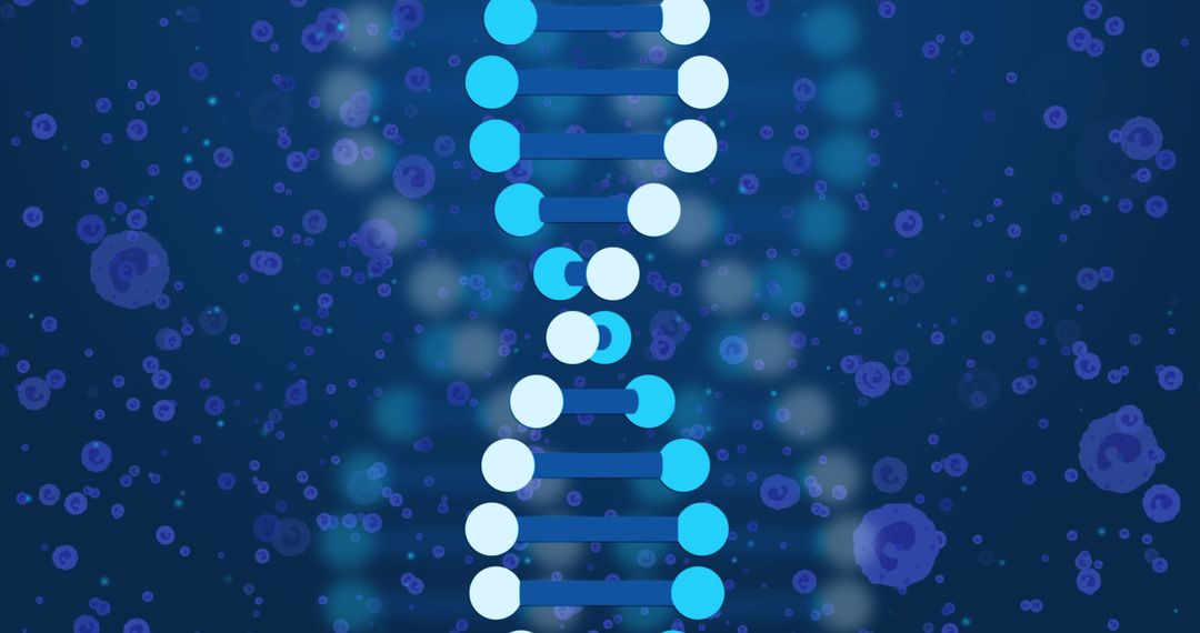 Digital DNA Helix on Navy Blue Cellular Background