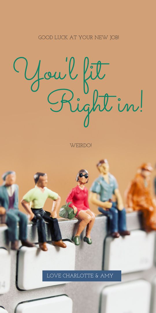 Miniature Figures on Keyboard Celebrating New Job