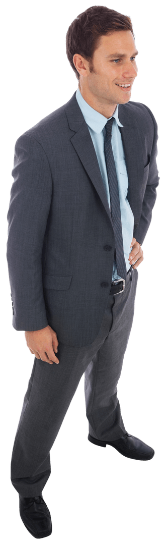 Cheerful Businessman Transparent Background Full-Length Pose