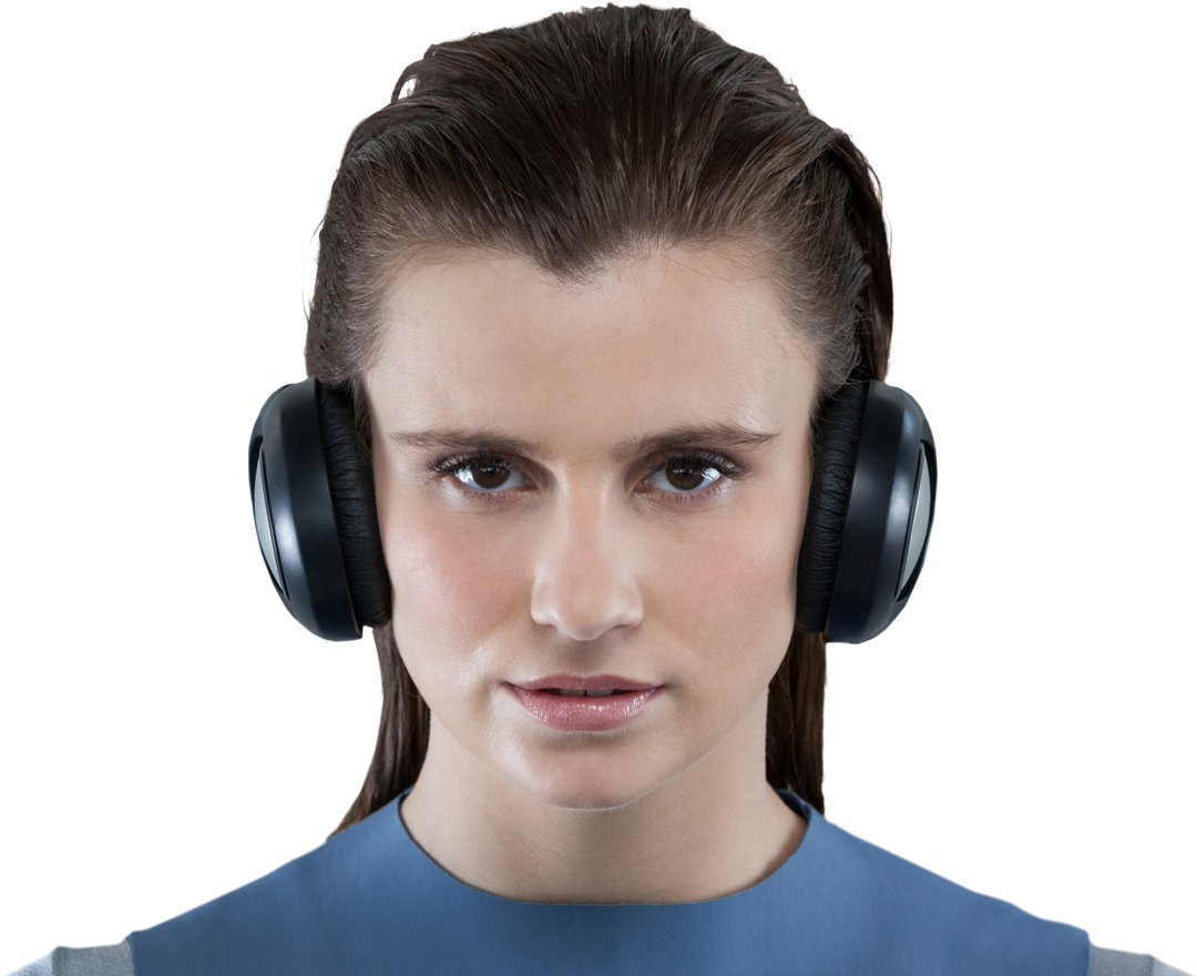 Transparent Isolated Close-Up of Woman Listening with Headphones - Download Free Stock Images Pikwizard.com